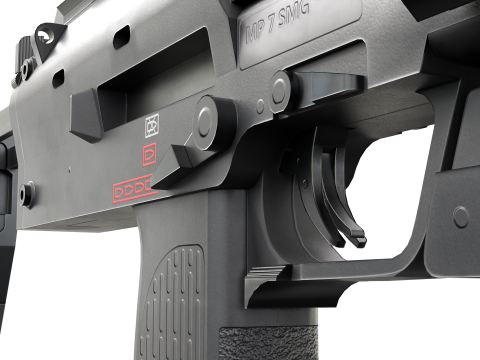 Modern Submachine Weapon MP7 Game Ready PBR 3D Asset 3D Модель