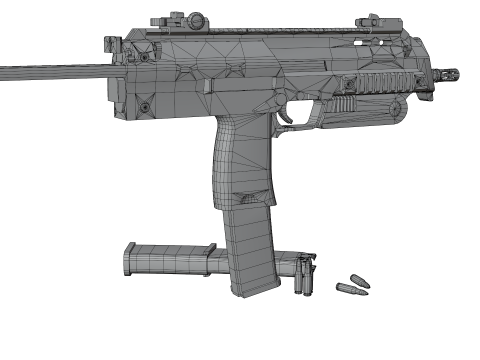 Modern Submachine Weapon MP7 Game Ready PBR 3D Asset 3D Модель