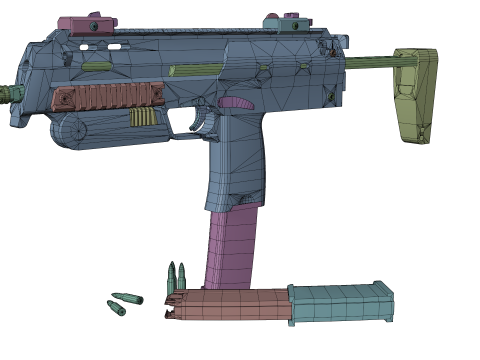 Modern Submachine Weapon MP7 Game Ready PBR 3D Asset 3D Модель
