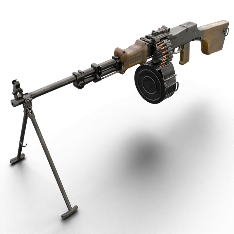 Heavy Machine Weapon Belt-Fed Retro Style 3D 模型 .c4d .max .obj .3ds .fbx .stl .blend