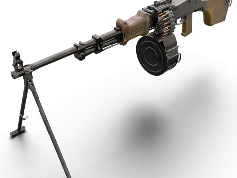 Heavy Machine Weapon Belt-Fed Retro Style 3D Model