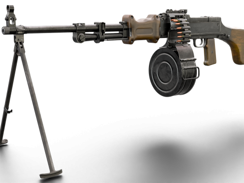 Heavy Machine Weapon Belt-Fed Retro Style 3D 模型