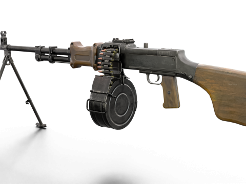 Heavy Machine Weapon Belt-Fed Retro Style 3D 模型