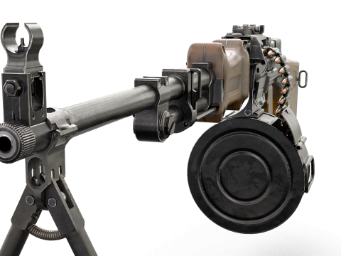 Heavy Machine Weapon Belt-Fed Retro Style 3D 模型
