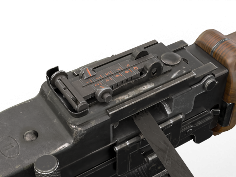 Heavy Machine Weapon Belt-Fed Retro Style 3D 模型