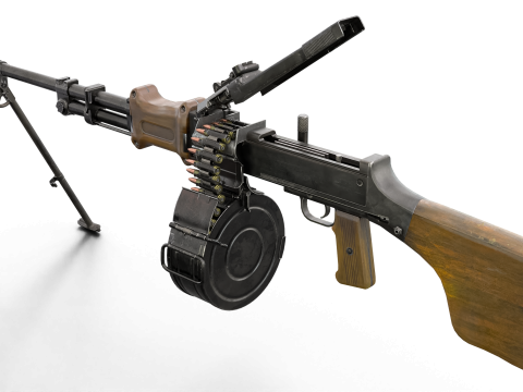 Heavy Machine Weapon Belt-Fed Retro Style 3D 模型