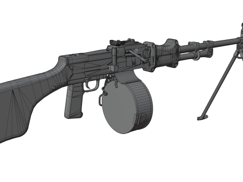 Heavy Machine Weapon Belt-Fed Retro Style 3D 模型