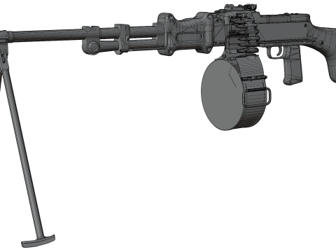Heavy Machine Weapon Belt-Fed Retro Style 3D 模型