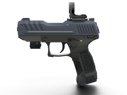 Futuristic Sci-Fi Pistol Compact Energy Sidearm with Tactical Laser and Holographic Sight 3D Model