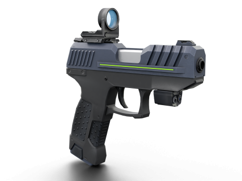 Futuristic Sci-Fi Pistol Compact Energy Sidearm with Tactical Laser and Holographic Sight 3D Model
