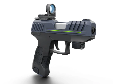 Futuristic Sci-Fi Pistol Compact Energy Sidearm with Tactical Laser and Holographic Sight 3D Model
