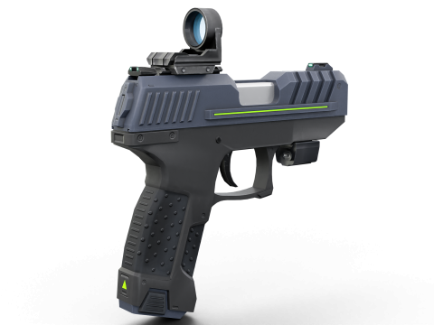 Futuristic Sci-Fi Pistol Compact Energy Sidearm with Tactical Laser and Holographic Sight 3D Model