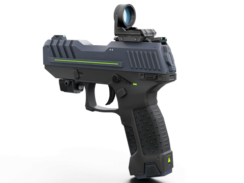 Futuristic Sci-Fi Pistol Compact Energy Sidearm with Tactical Laser and Holographic Sight 3D Model