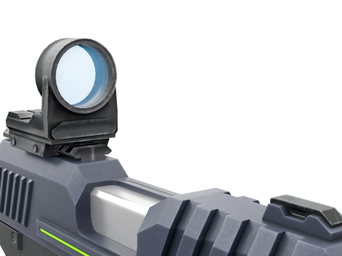 Futuristic Sci-Fi Pistol Compact Energy Sidearm with Tactical Laser and Holographic Sight 3D Model