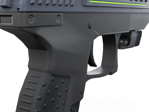 Futuristic Sci-Fi Pistol Compact Energy Sidearm with Tactical Laser and Holographic Sight 3D Model
