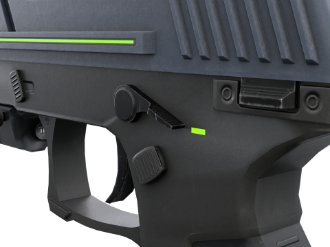 Futuristic Sci-Fi Pistol Compact Energy Sidearm with Tactical Laser and Holographic Sight 3D Model
