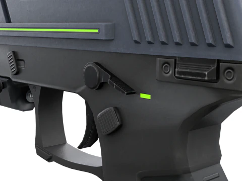 Futuristic Sci-Fi Pistol Compact Energy Sidearm with Tactical Laser and Holographic Sight 3D Model