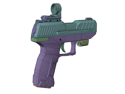 Futuristic Sci-Fi Pistol Compact Energy Sidearm with Tactical Laser and Holographic Sight 3D Model