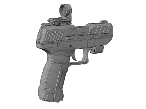 Futuristic Sci-Fi Pistol Compact Energy Sidearm with Tactical Laser and Holographic Sight 3D Model
