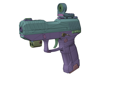 Futuristic Sci-Fi Pistol Compact Energy Sidearm with Tactical Laser and Holographic Sight 3D Model
