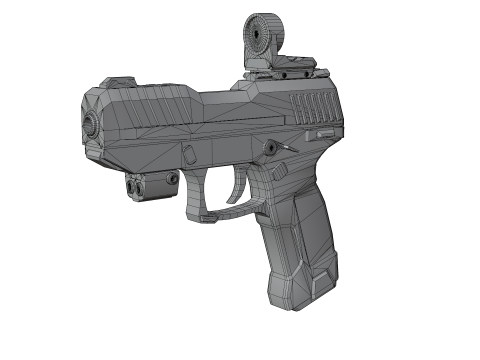 Futuristic Sci-Fi Pistol Compact Energy Sidearm with Tactical Laser and Holographic Sight 3D Model