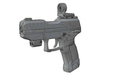Futuristic Sci-Fi Pistol Compact Energy Sidearm with Tactical Laser and Holographic Sight 3D Model