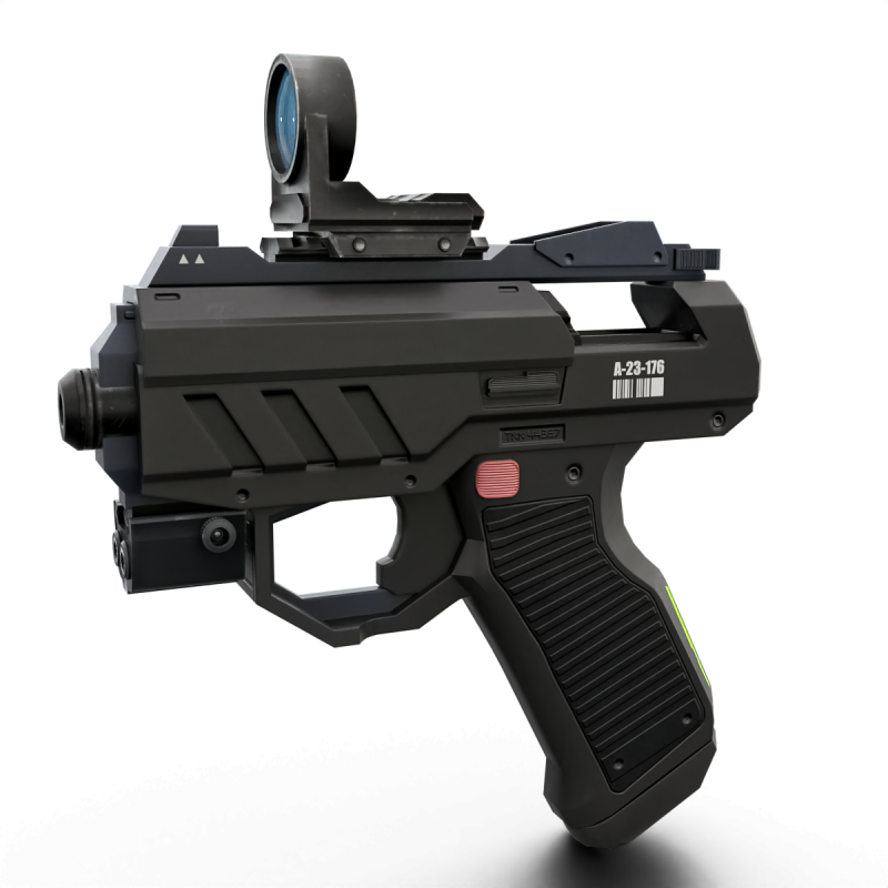 Futuristic Sci-Fi Pistol Compact Energy Sidearm with Tactical Laser and Holographic Sight 3D Модель .c4d .max .obj .3ds .fbx .stl .blend
