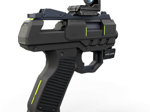 Futuristic Sci-Fi Pistol Compact Energy Sidearm with Tactical Laser and Holographic Sight 3D Модель