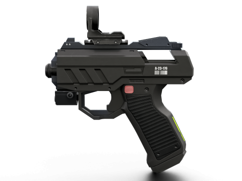 Futuristic Sci-Fi Pistol Compact Energy Sidearm with Tactical Laser and Holographic Sight 3D Модель