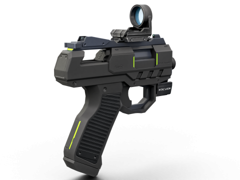 Futuristic Sci-Fi Pistol Compact Energy Sidearm with Tactical Laser and Holographic Sight 3D Модель