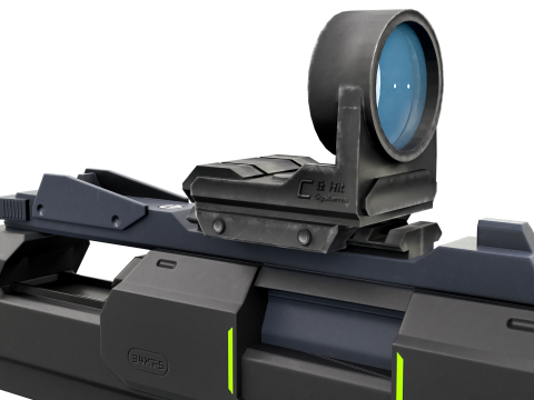 Futuristic Sci-Fi Pistol Compact Energy Sidearm with Tactical Laser and Holographic Sight 3D Модель