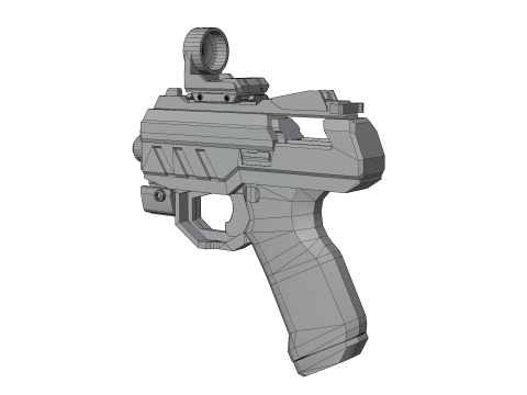 Futuristic Sci-Fi Pistol Compact Energy Sidearm with Tactical Laser and Holographic Sight 3D Модель