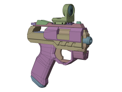 Futuristic Sci-Fi Pistol Compact Energy Sidearm with Tactical Laser and Holographic Sight 3D Модель