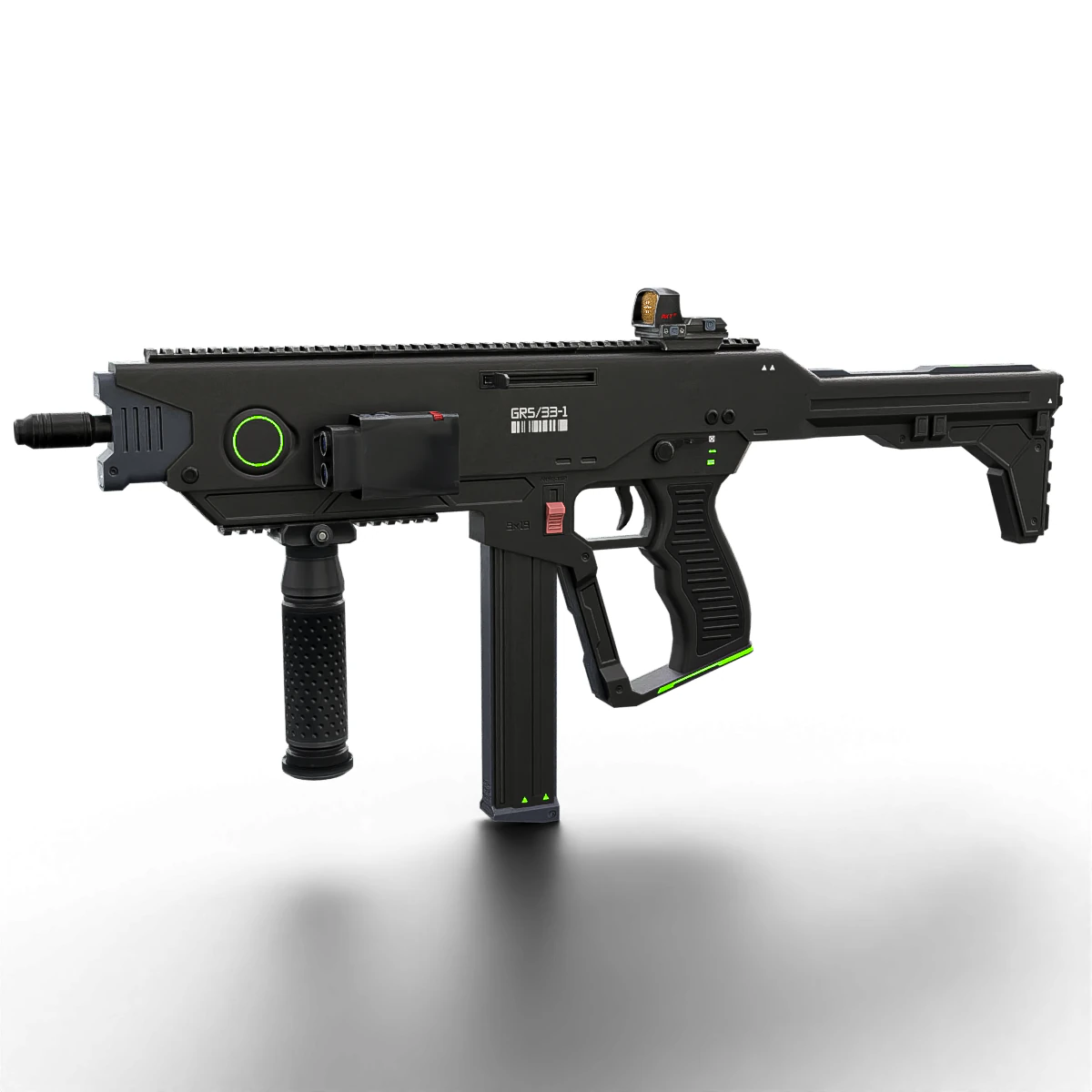Futuristic SMG Compact Sci-Fi Submachine Weapon 3D Model .c4d .max .obj .3ds .fbx .stl .blend 