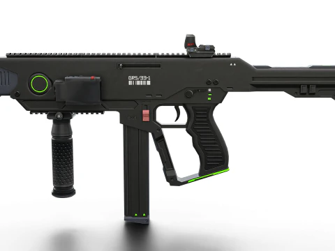 Futuristic SMG Compact Sci-Fi Submachine Weapon 3D Model