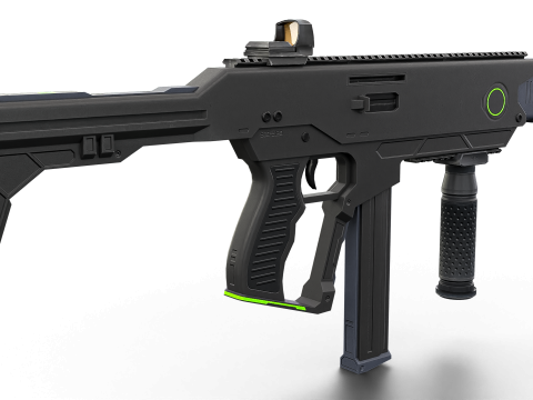 Futuristic SMG Compact Sci-Fi Submachine Weapon 3Dモデル