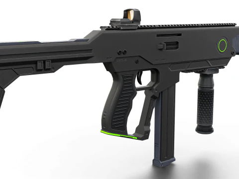 Futuristic SMG Compact Sci-Fi Submachine Weapon 3D Model