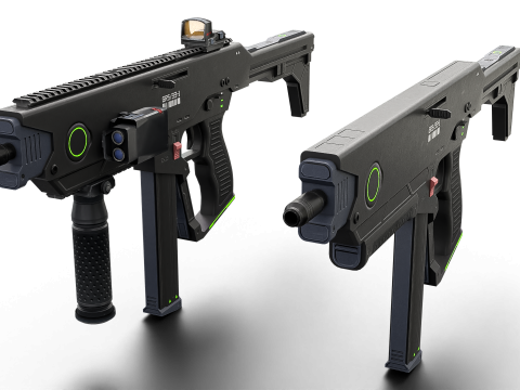 Futuristic SMG Compact Sci-Fi Submachine Weapon 3Dモデル