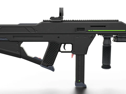 Tactical Sci-Fi SMG Futuristic Submachine Weapon 3D Model