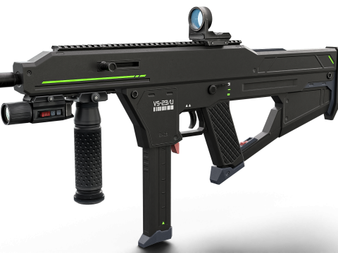 Tactical Sci-Fi SMG Futuristic Submachine Weapon 3D Model