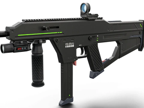 Tactical Sci-Fi SMG Futuristic Submachine Weapon 3D Model