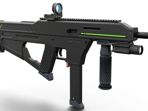 Tactical Sci-Fi SMG Futuristic Submachine Weapon 3D Model