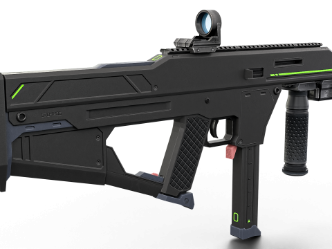 Tactical Sci-Fi SMG Futuristic Submachine Weapon 3D Model