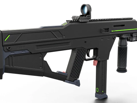 Tactical Sci-Fi SMG Futuristic Submachine Weapon 3D Model