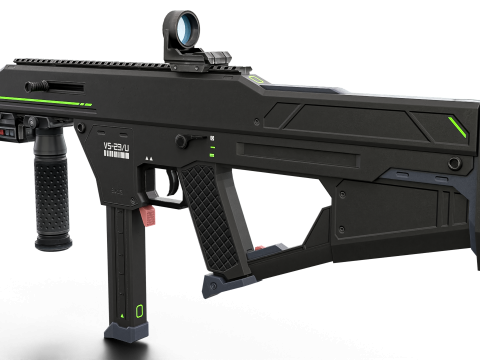 Tactical Sci-Fi SMG Futuristic Submachine Weapon 3D Model