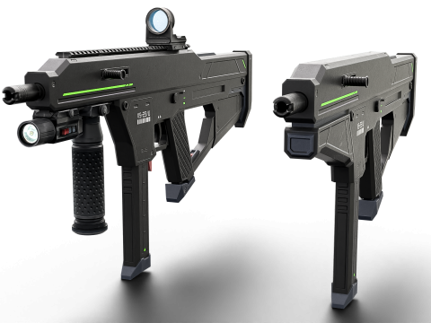 Tactical Sci-Fi SMG Futuristic Submachine Weapon 3D Model