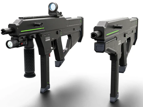 Tactical Sci-Fi SMG Futuristic Submachine Weapon 3D Model