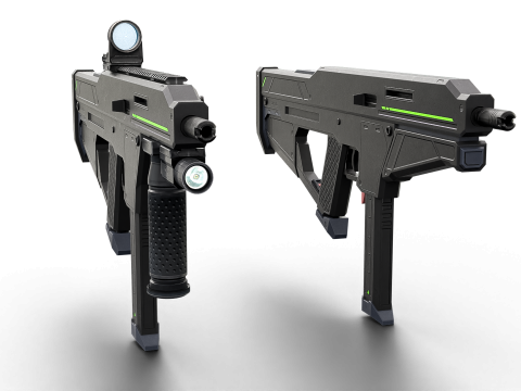 Tactical Sci-Fi SMG Futuristic Submachine Weapon 3D Model