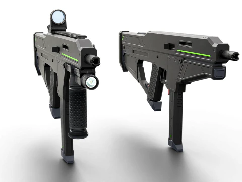 Tactical Sci-Fi SMG Futuristic Submachine Weapon 3D Model