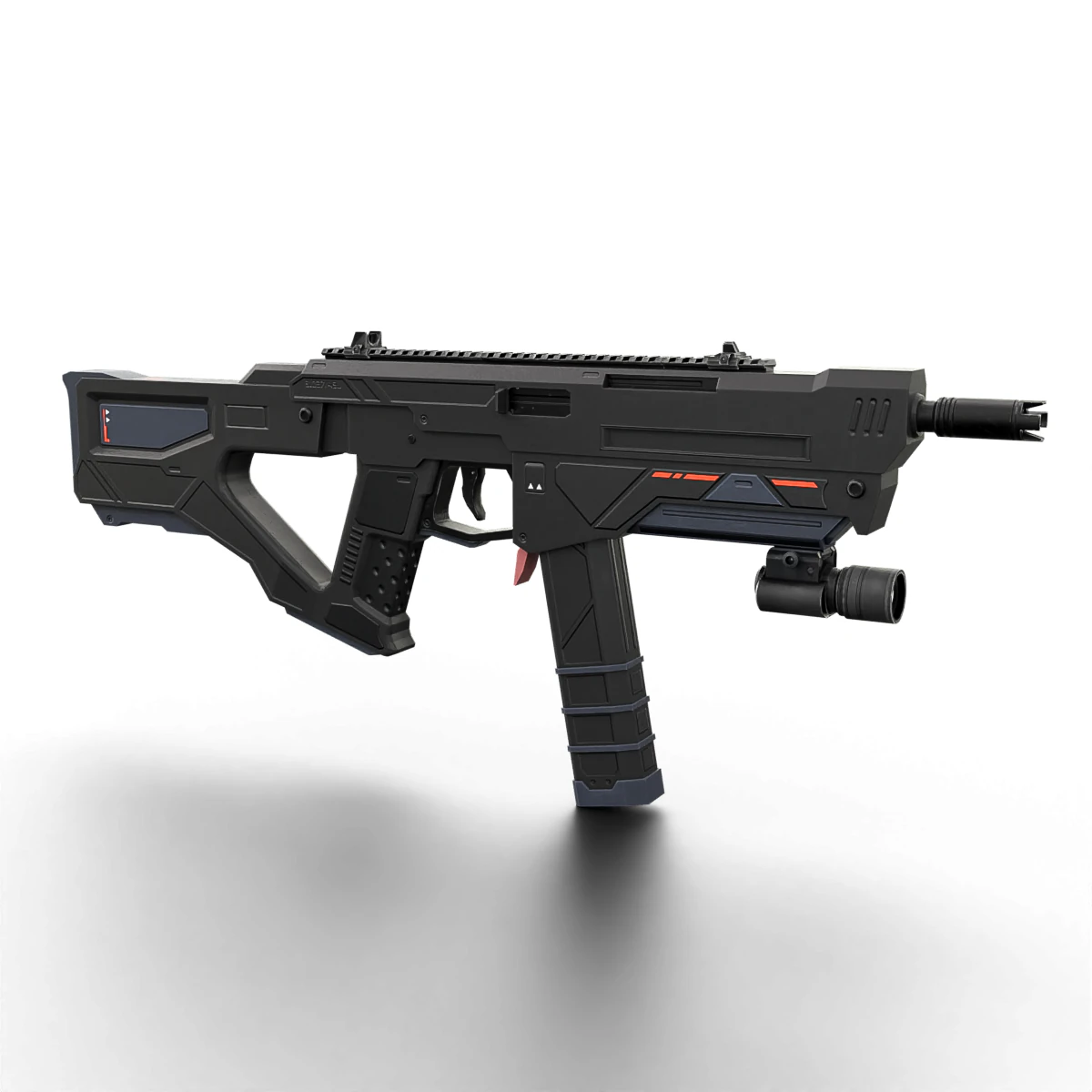 Redline Sci-Fi SMG High-Tech Submachine Weapon 3D Model .c4d .max .obj .3ds .fbx .stl .blend